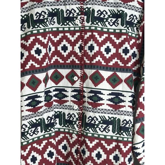 Roper Vintage Southwestern Aztec Shirt Woman Small USA Long Sleeve Cotton - Picture 3 of 11
